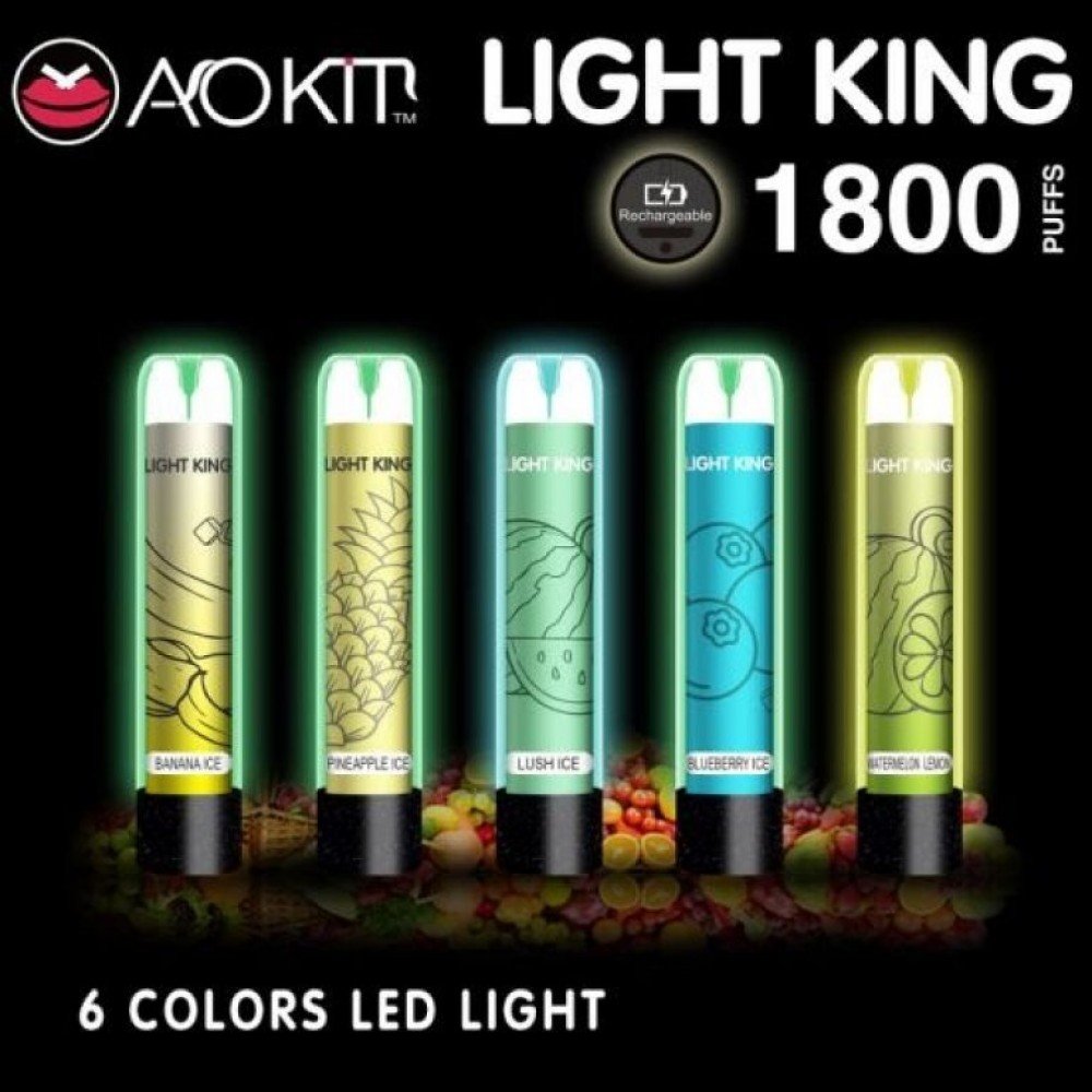 Aokit Light King 1800 Işıklı Puff Şarjlı Tek Kullanımlık Elektronik Sigara