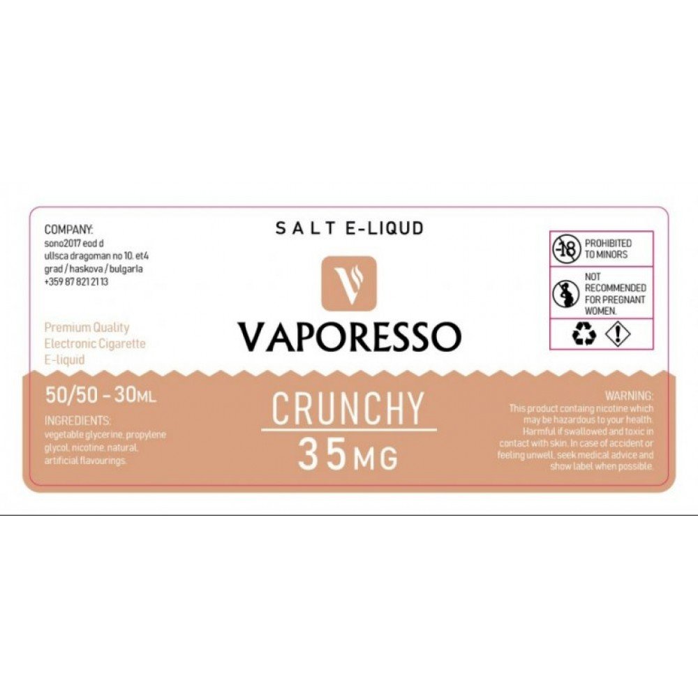 Vaporesso Crunchy 30 Ml Salt Likit: Premium Buhar Deneyimi