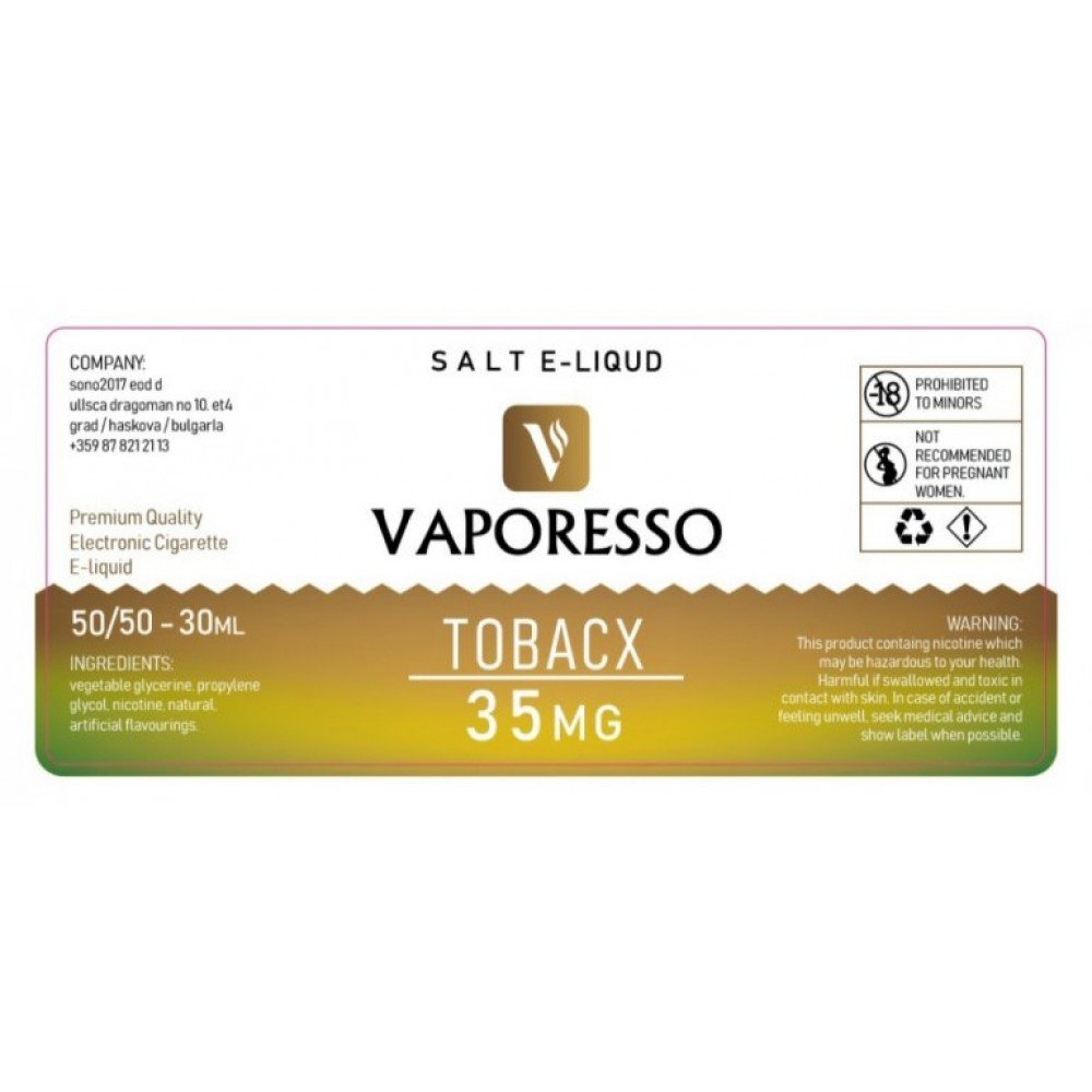 Yüksek Kaliteli Vaporesso - Tobacx 30ml Salt Likit Satın Al